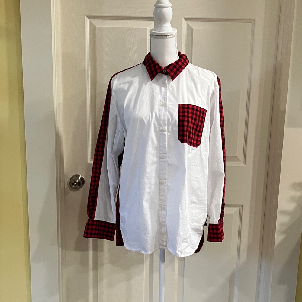 Nautica Jeans Women's Colorblocked Check Button-Up Shirt